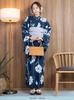 Tika Yukata Perfect for Summer Includes and Navy Blue with Poppy Set Women's Set, Festivals, Dress, Haori, Obi, Pattern, 3-Piece (tk-ykop24-t002)
