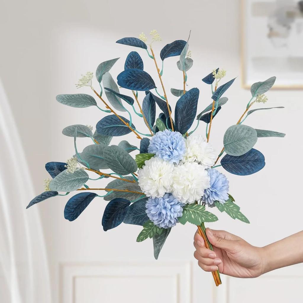 Fake Artificial Flowers Bouquet Silk Floral Arrangements Faux Flowers Plant Wedding Bride Bouquets Tables Centerpieces for Home