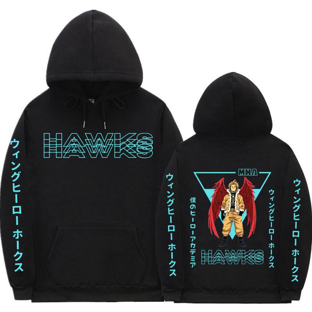 Japanese Anime My Hero Academia Hawks Graphic Logo Print Hoodie Unisex Fashion Harajuku Oversized Sweatshirt Unisex Streetwear