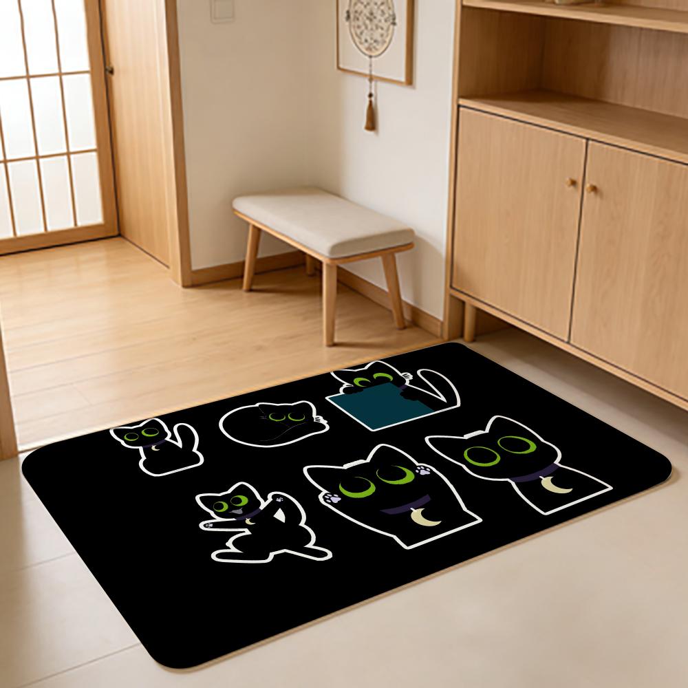 ANIME L-Little Kitty Big City Floor Mat Absorbent Floor Mat Non-Slip Entrance Rug for Bathrooms Restrooms and Toilets
