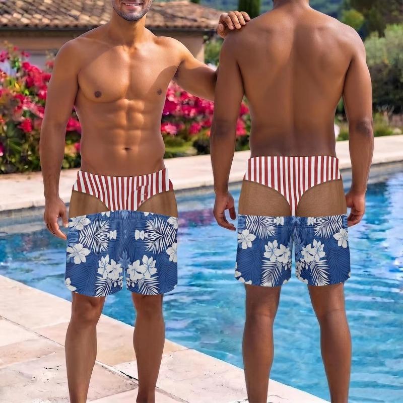 Funny Beach Shorts Fake Underwear Swim Trunks Bachelor Party Prank Summer Fashion Swim Trunks Fake Underwear Beach Shorts Moto