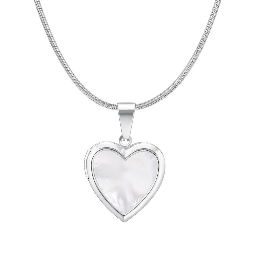 Women's Heart Shape Locket Pendant Necklaces Stainless Steel Snake Chain Necklace Trendy Jewelry Gift
