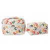 Large Capacity Quilted Floral Makeup Bag - Portable Cotton Toiletry Handbag with Cute Flower Design for Students