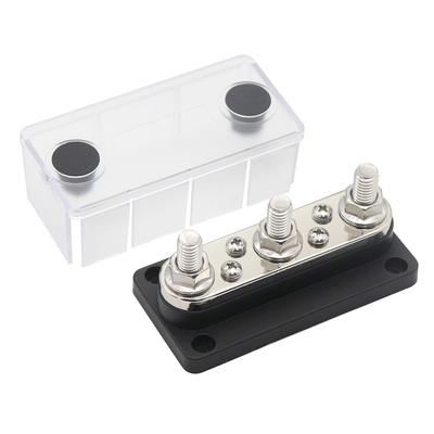 Bloque de distribución de energía de 300 A y 48 V, con pernos de 3/8", 3+4 vías para autocaravanas, barcos, vehículos, automóviles y caravanas.