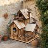 Handmade Wooden Bird House Multiple Holes Bird Feeder Weather Resistant Outdoor Birdhouse  Backyard