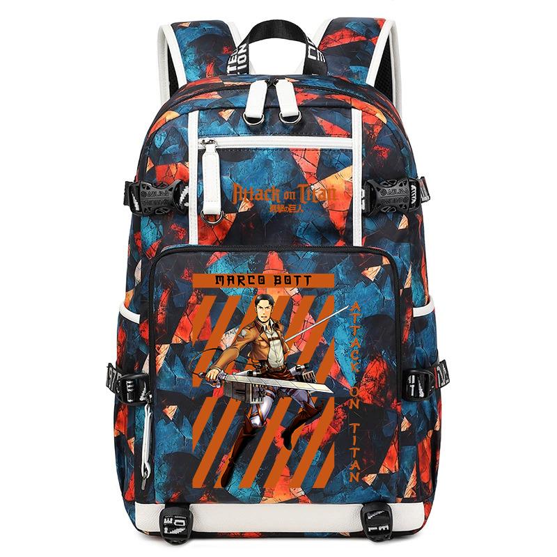 Attack On Titan Anime Print Student Backpack Large Capacity Casual Daypack for Boys Girls School Travel