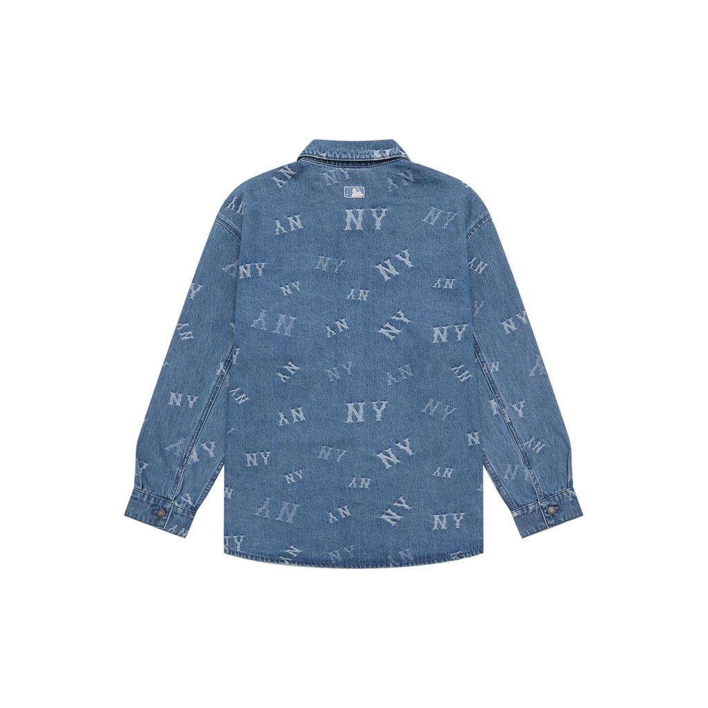 New MLB MONOGRAM Collection New York Yankees 24FW Denim Shirt Unisex Indigo 3ADRM0244-50INS