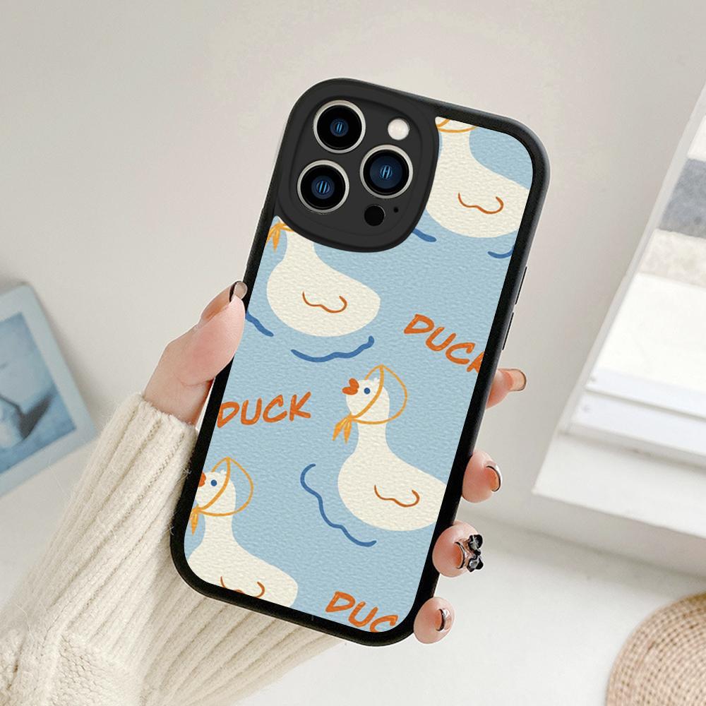 Huse de telefon cu pictură în ulei de rață de desene animate pentru Iphone 14 13 11 12 Pro MAX 13 12 MiNi 7 8plus 14 13 11PRO X XS 12 11 XR Huse din piele de miel