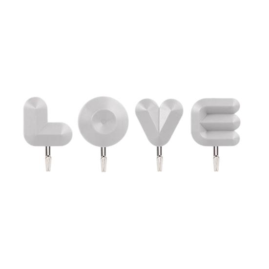 

Yousheng 4Pcs/Set Letter Wall Decor Hooks Wall Mounted Love Hooks Waterproof Adhesive Bathroom Hooks for Entrance Bedroom Living Room сірий