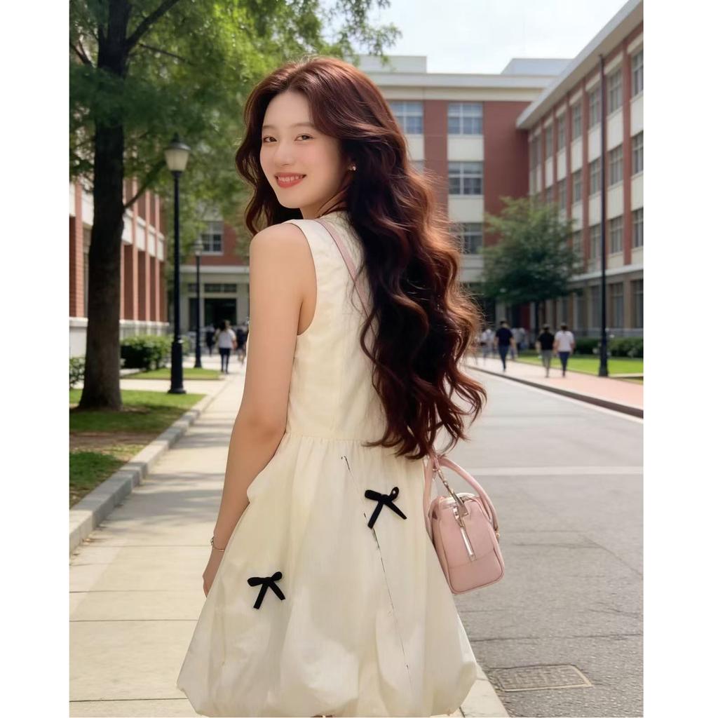French yellow sleeveless bud dress children's summer new small temperament vest a word short skirt