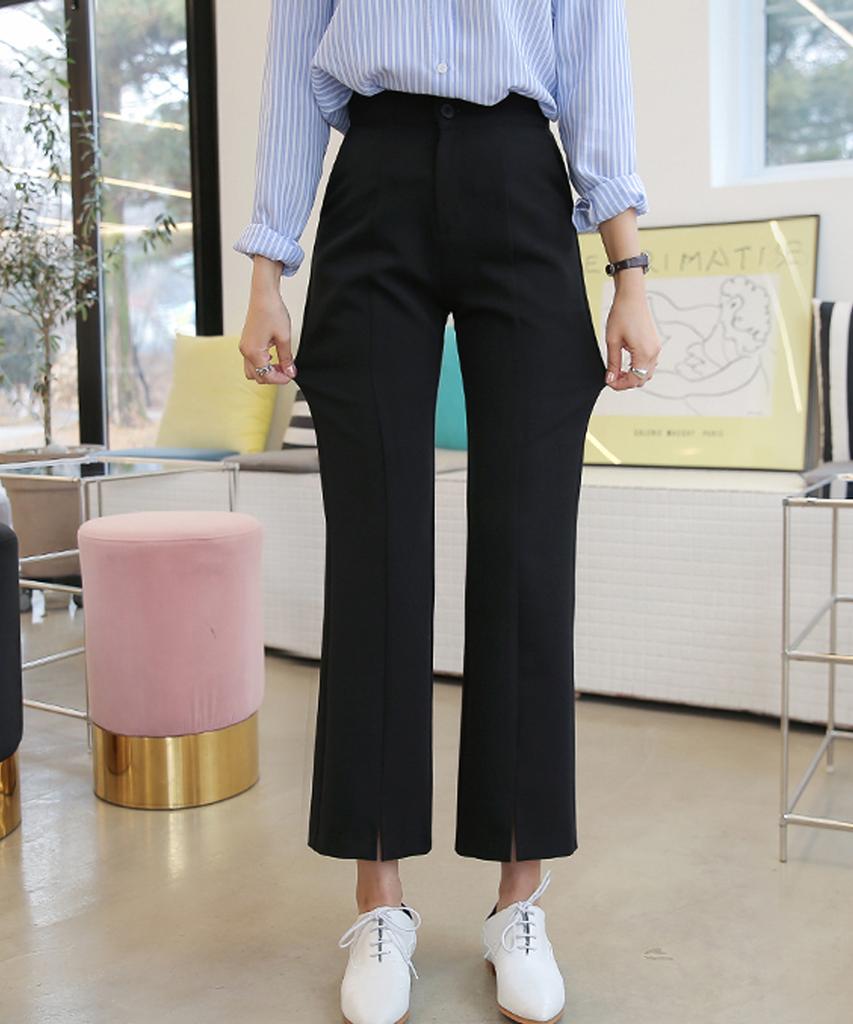 Ppaeppae Secret Banding Stretchy Front Slit Slacks