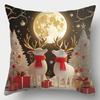 Home Decor Christmas Moon & Festive Holiday Pillows Pattern Cushion Cover Suitable For Sofa Bedroom Car Pillow Cover