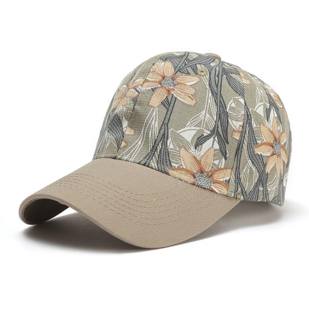 New Flower Print Sunscreen Hat Adjustable Spring Summer Casual Cap Outdoor Female Sun Visors