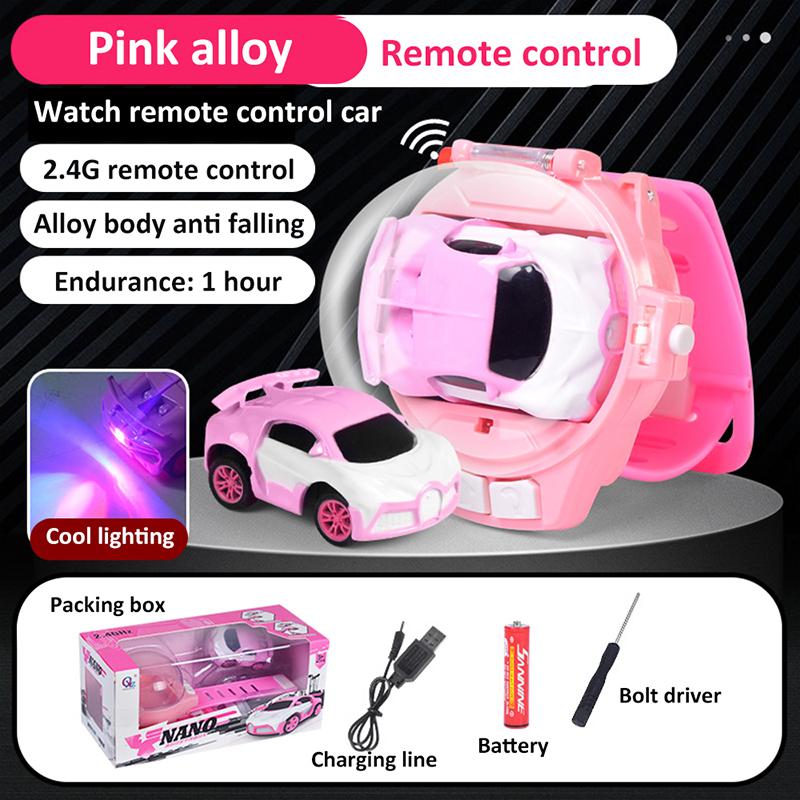 Mini Remote Control Watch Car Cartoon Rc Small Car Rechargeable Racing Kids Boys Girls Birthday Christmas Clock Rc Car Toy Gift
