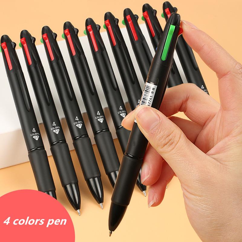 5 Pcs 4 MultiColor Ballpoint Pen 0.7mm Black Blue Red Green Refills 4 Colors Ink Ball Pen for School Marker Writing