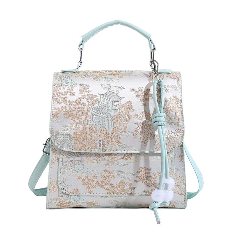 

Вышитый рюкзак в китайском стиле с новой роскошной универсальной сумкой на одно плечо в китайском стиле, уникальная многофункциональная сумка