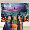 Halloween Party Backdrop Horror Night Moon Scary Graveyard Castle Pumpkin Witch Decor  Banner Portrait Photography Background