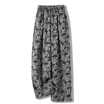 Women's Elastic Waist Printed Wide-Leg Casual Pants