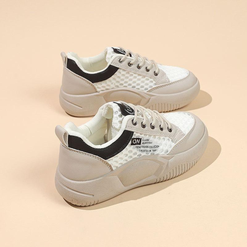 Mesh breathable little white shoes women's summer 2025 new versatile thick baseplate shoes stepping on shit sports and leisure shoes
