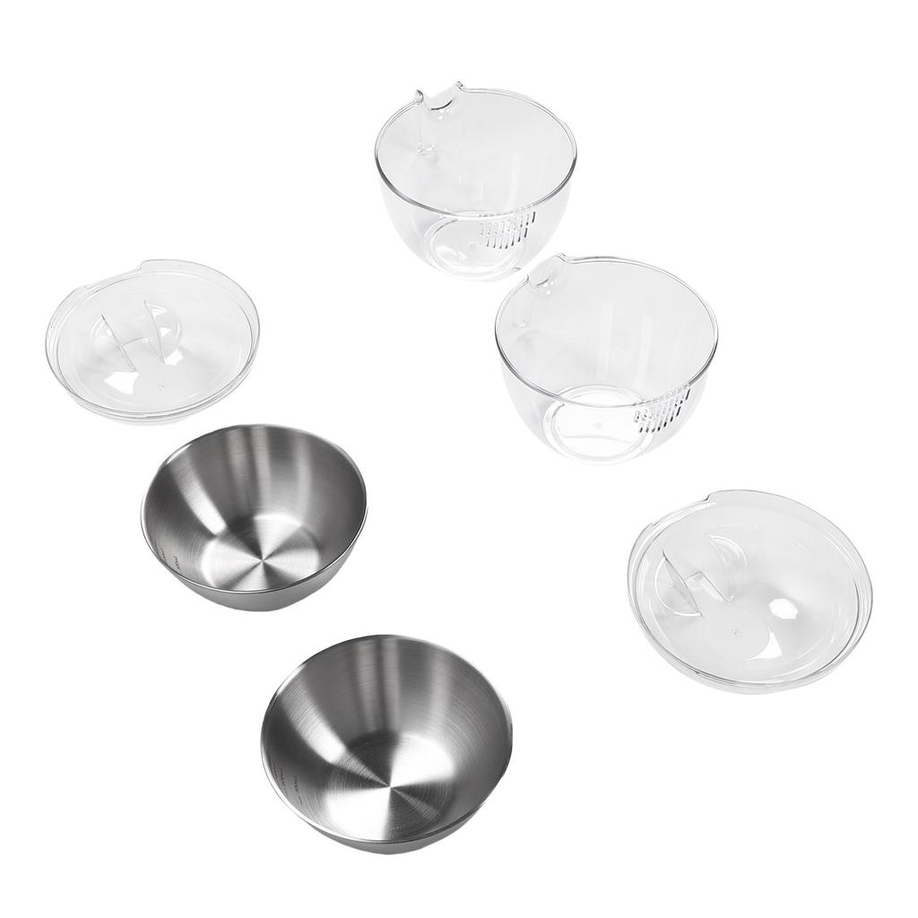 2pcs Iced Salad Bowl with PC Transparent Lid Stainless Steel Slanted Chilled Salad Bowl for Fruit Vegetable