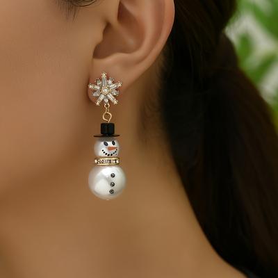 Stylish Christmas Snowflake Earrings with Tassels and Colorful Print Snowman Design, for Teenager