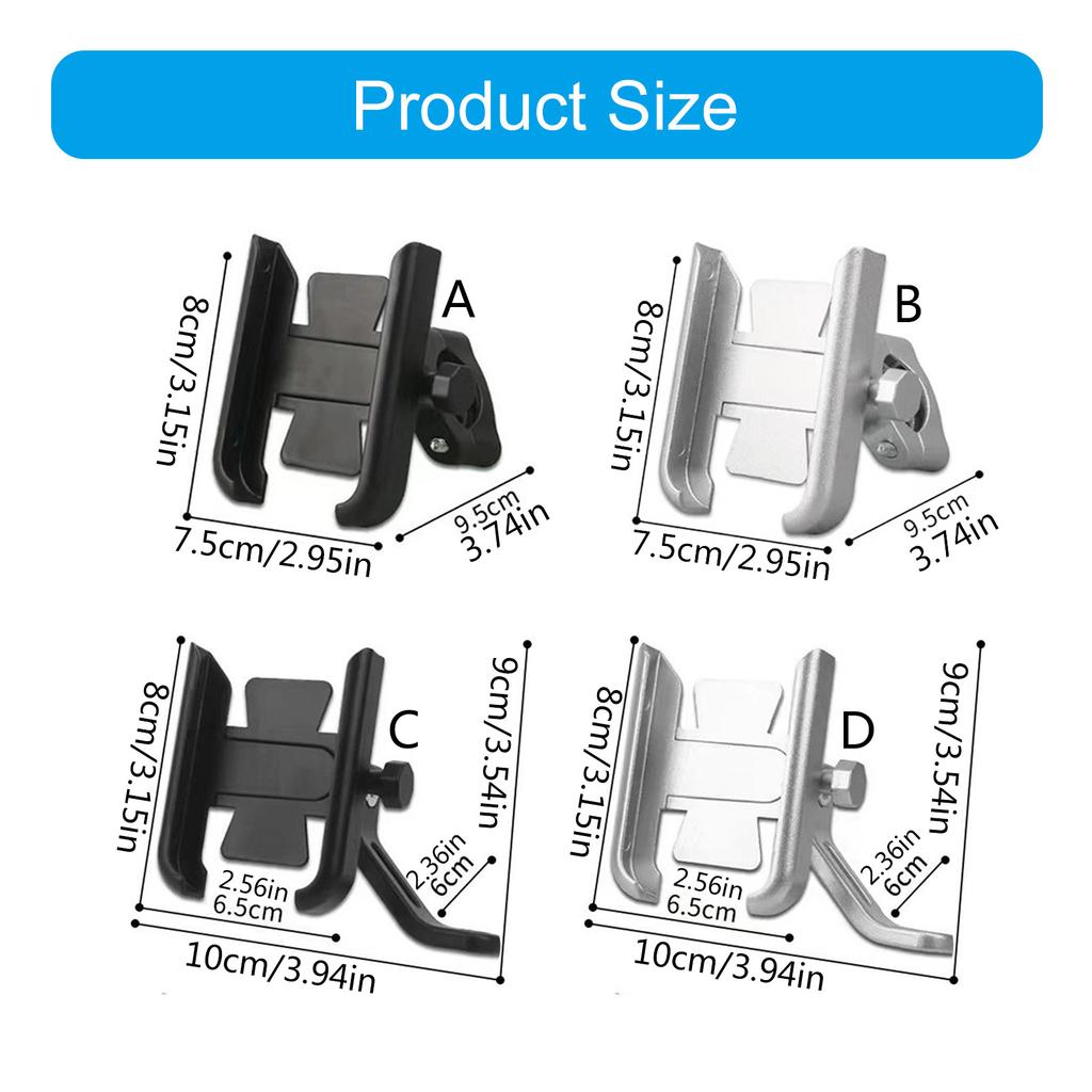 Aluminum Motorbike Cell Phones Clamp Adjustable View Angles Phone Brackets Quick Installation Heavy Duty Bike Phone Rack