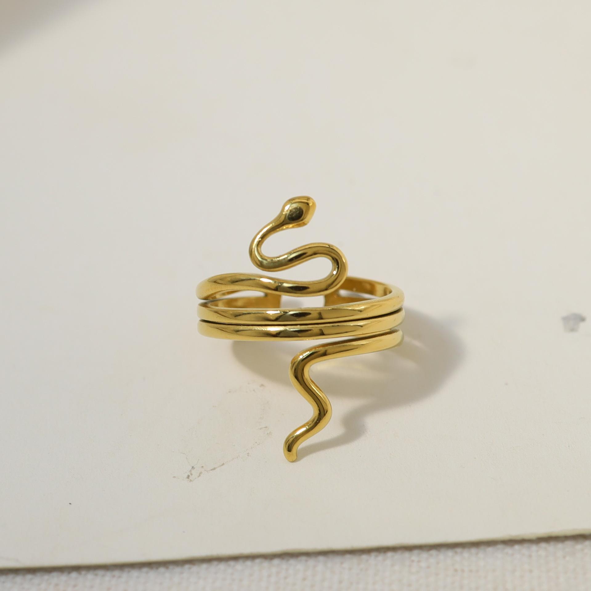 

Кольцо из нержавеющей стали с французской текстурой и змеевидным узором, полое, регулируемое, с отверстием, титановое стальное кольцо, женское