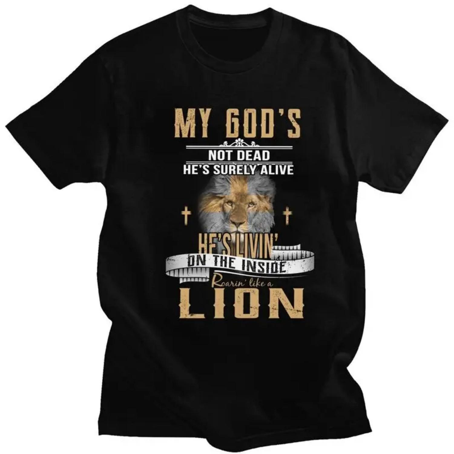 

Custom Male God Living On The Inside Roaring Like A Lion T Shirts Short Sleeve Cotton T-shirt Leisure Tees Clothing S разноцветный