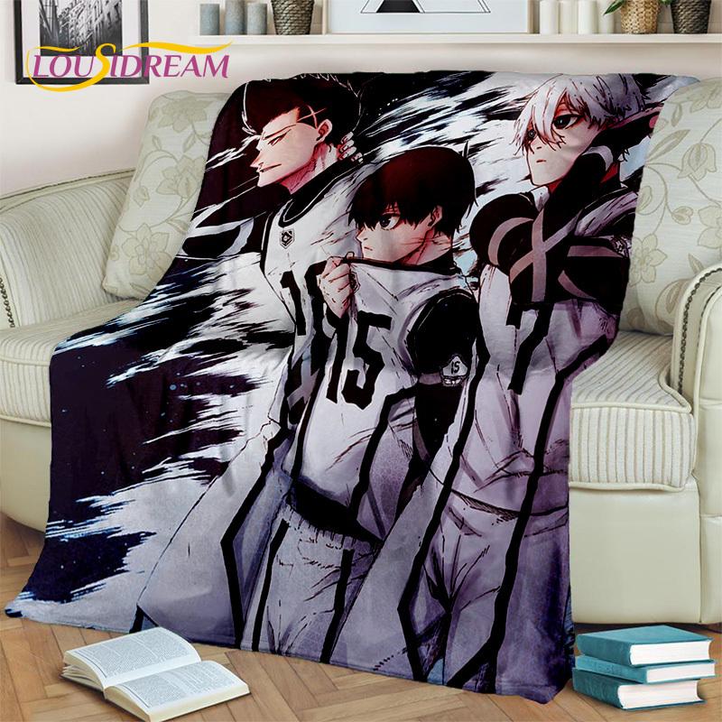 3D Blue Lock Cartoon Football Anime Blanket,Soft Throw Blanket for Home Bedroom Bed Sofa Picnic Travel Office Cover Blanket Kids