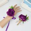 6Pcs Wrist Rose Corsages for Wedding Ceremony Anniversary Proms Party, Rose Boutonniere for Bride and Proms Party Suits