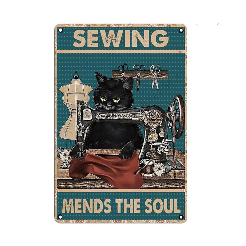 Black Cat Metal Sign Vintage Cattle Metal Plaque Tin Painting Art Poster Kitchen Decoration For Living Room Pet Shop Wall Decor
