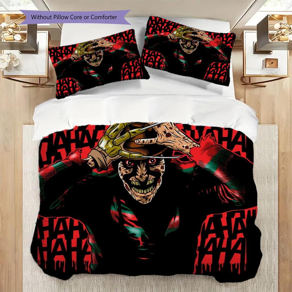 Horror Icons Freddy Vs Jason Threepiece Set 1 Duvet Cover 2 Pillowcase Without Core Soft And Comfortable Duvet Cover And Pillowcase