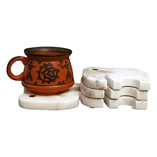 Crocon Marmorstein Elefantenform Untersetzer Set mit 4 – Elegante Esstisch-Untersetzer, Küchendekor, Tee- & Kaffee-Getränkeuntersetzer (12 X 10 X 7 cm)