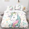 Unicorn Rainbow Duvet Cover Set King Twin Full Size Kids Boy Girl Bedding Set Colourful Cartoon Child Polyester Comforter Cover