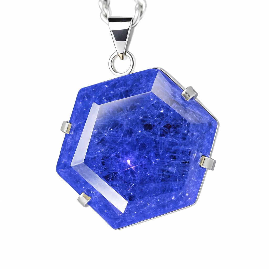

Purple Tanzanite Fancy 69 Ct 925 CERTIFIED Sterling Silver Natural Pendant Gems AI-106-NS 38.9 mm Approx. фіолетовий