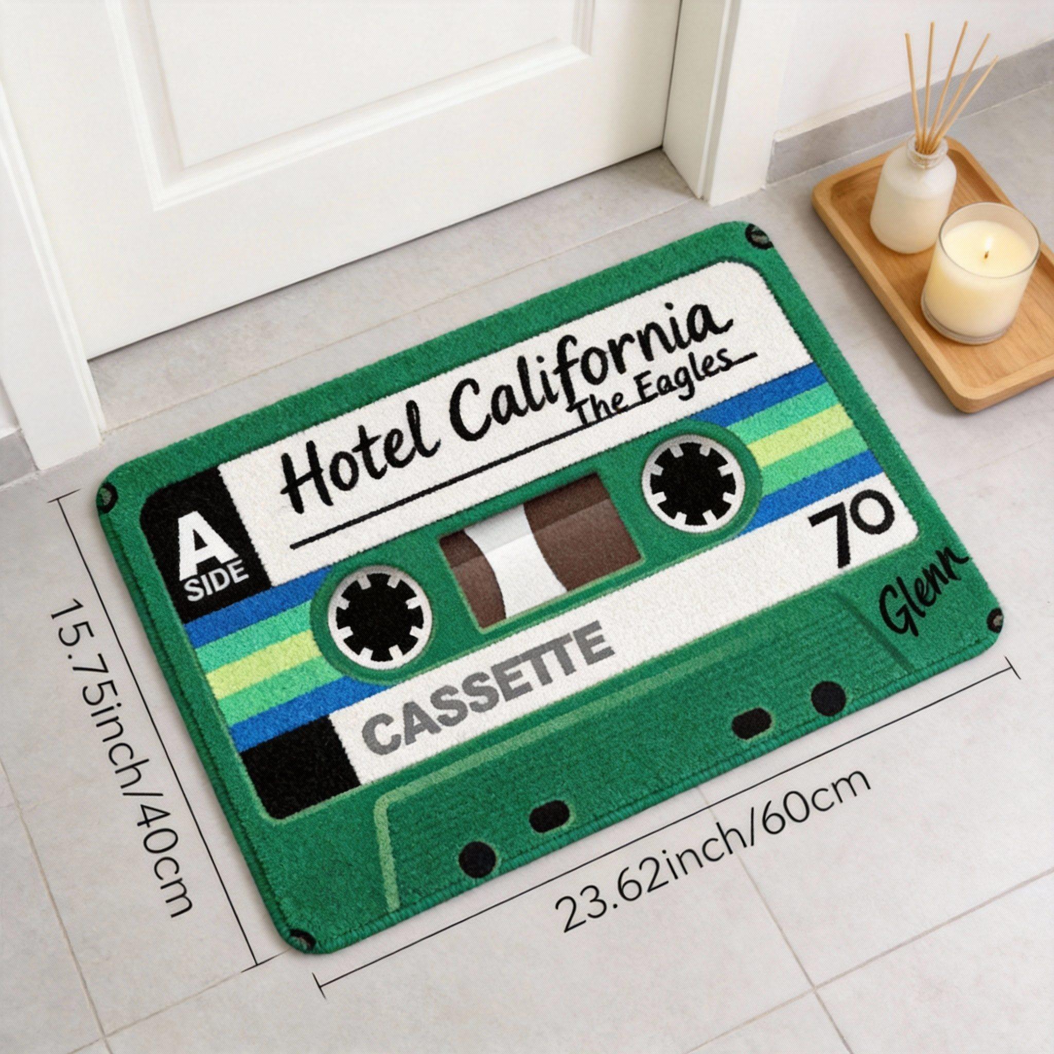 

Retro Cassette Floor Mat 1pc – Rainbow Tape with Running Up That Hill Text, Music Lover’s Indoor Doormat for Home Decor 40x60cm