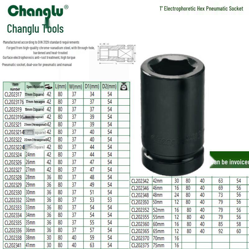 Changlu 1-inch Chrome Vanadium Steel Dual-Use Impact Socket