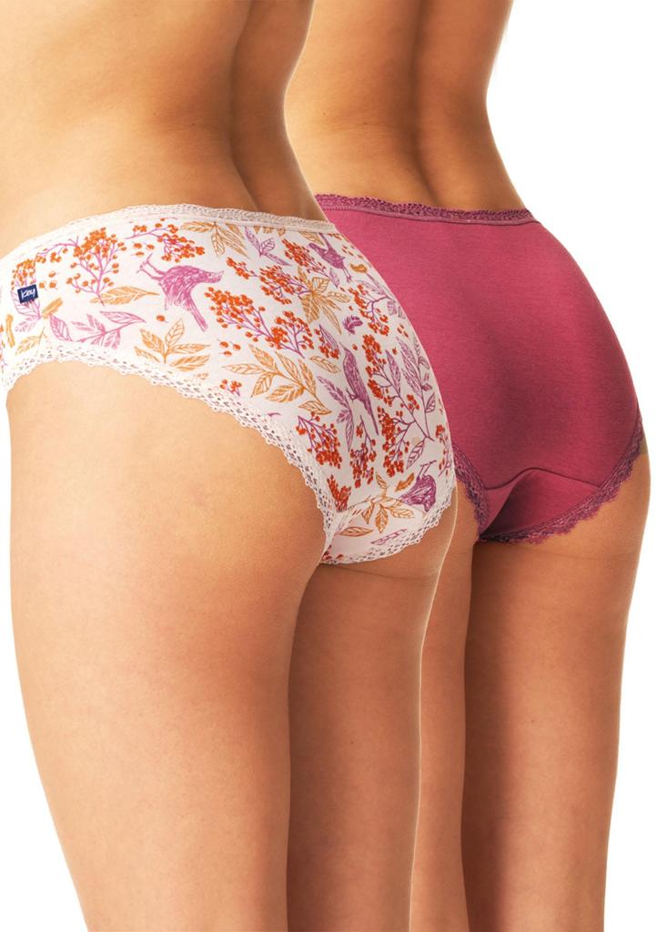 Figi damskie bawełniane (2 pack) midi bikini w jasnej i ciemnej kolorystyce LPC 785 Key