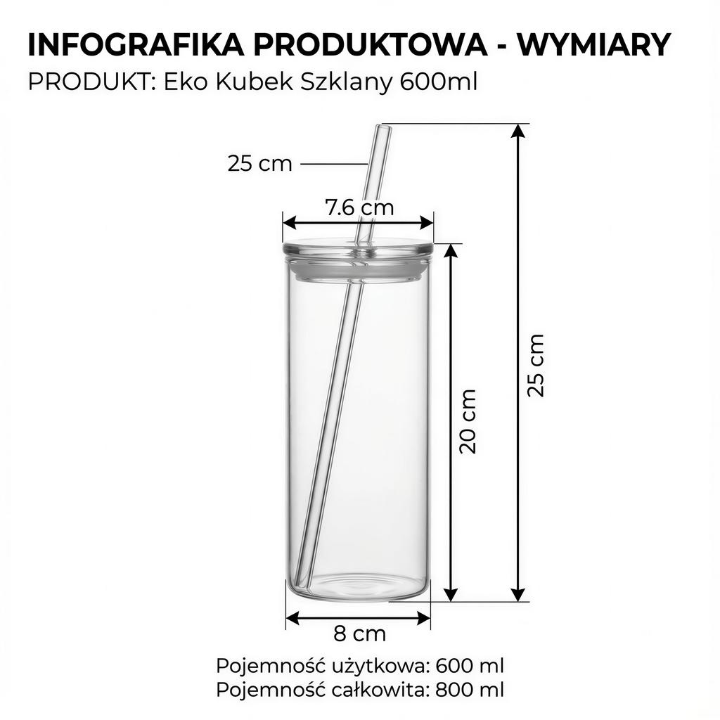 MUG GLASS BOTTLE WITH STRAW 600ml TRANSPARENT GLASS LID