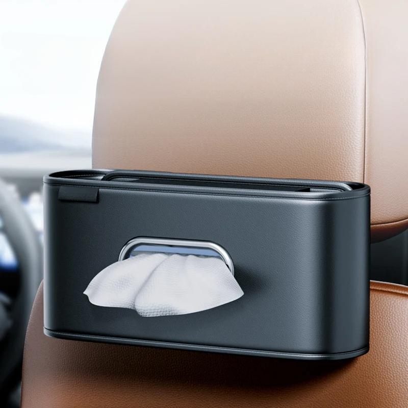 Auto-Taschentuchbox-Abdeckung Leder Universal Mittelkonsole Armlehne Papiertuch-Aufbewahrungstasche Auto-Sitzlehnen-Aufhänge-Taschentuch-Organizer