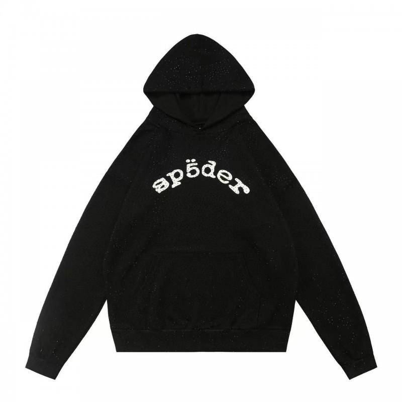 Premium Heavyweight Hooded Sweatshirt With Rhinestone Letter Print Unisex Streetwear Pullover Fall