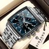 BINBOND Men Multifunctional Quartz Watch Three-Eye Six-Hand Business Stainless Steel Band Fashion Casual Wristwatch Reloj Hombre