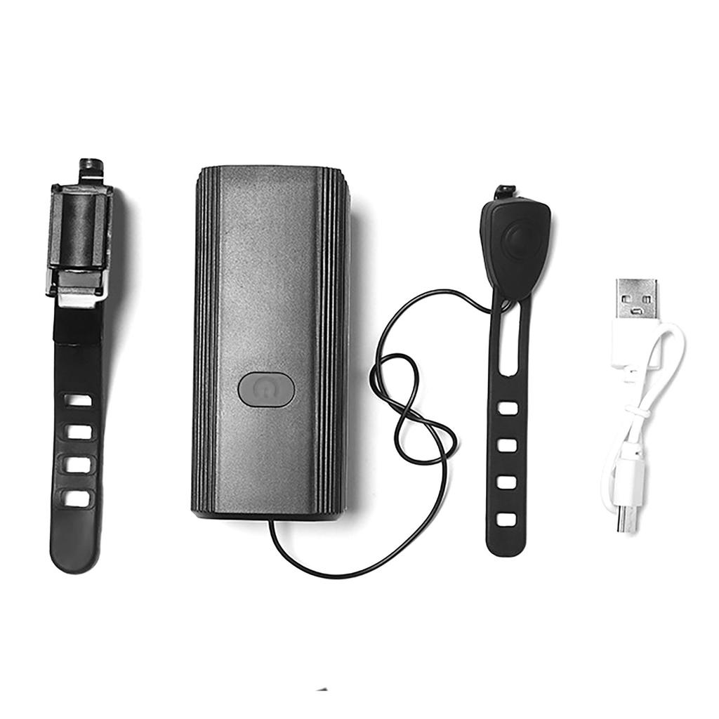 Bicycle Headlight Mountain Bike Night Riding USB Rechargeable Strong Light Flashlight with Horn