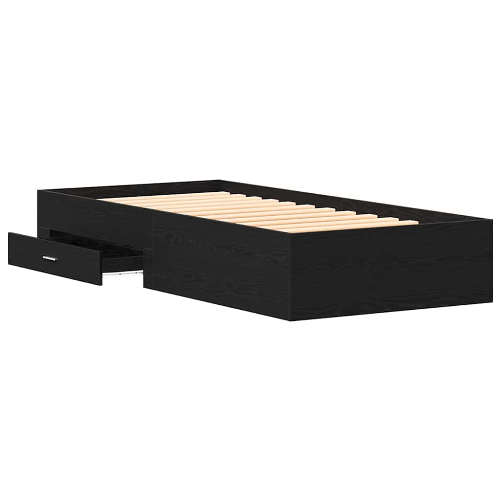 Bed Frame in Black Oak Effect 90 x 190 cm Engineered Wood