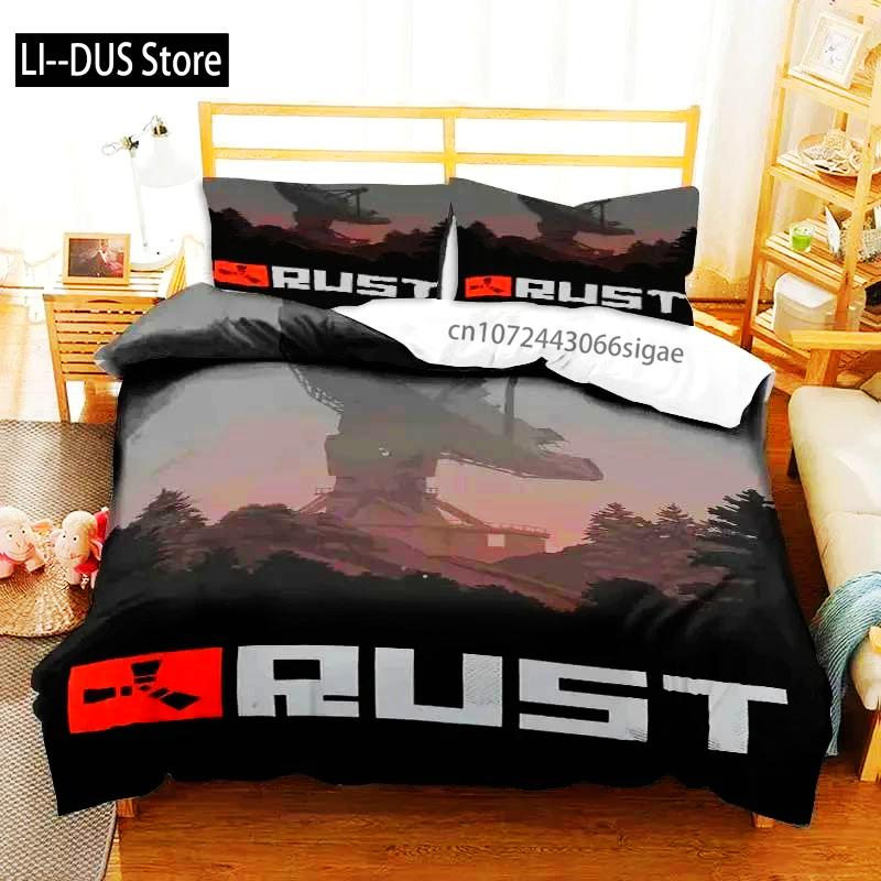 Rust Game Logo Printed Bedding Set Duvet Cover Bed Set Quilt Cover Pillowcase Comforter King Queen Size Boys Adult Bedding Set
