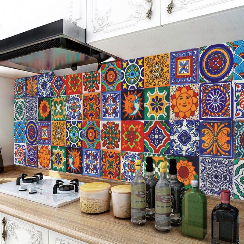 24X Vintage Moroccan Stickers Tile Mosaic Waterproof Self-adhesive Wall Stick