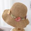 Garland flowers empty straw hat women summer travel sunscreen sunshade bucket hat women seaside vacation sun hat