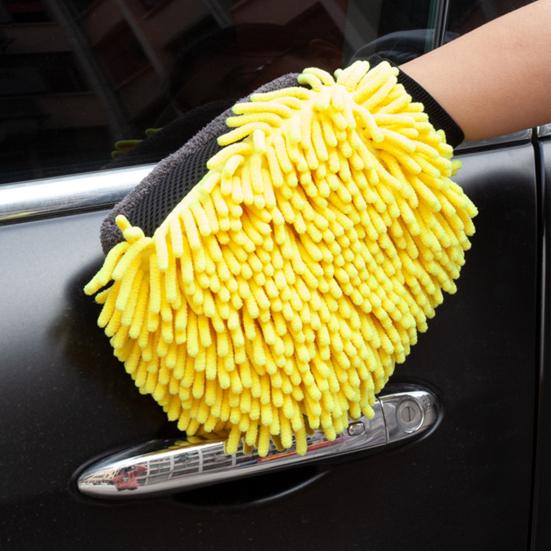 1 Stück Chenille-Auto-Waschhandschuh, dicker Plüsch, doppelseitiger Mikrofaserhandschuh für kratzfreie Reinigung, wasserdichtes Handpolster für Autodetailing