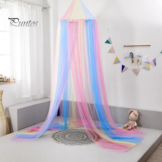 Sleep Protection Net Single Door Mosquito Bed Canopy Rainbow Color Design Mesh Dreamy Breathable Easy to Install Fully Enclosed Anti-mosquito
