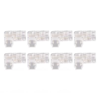8 Stück 2-Pin 5mm COB LED Streifenlichtverbinder L-förmig Transparent Spaltfrei Lötlos